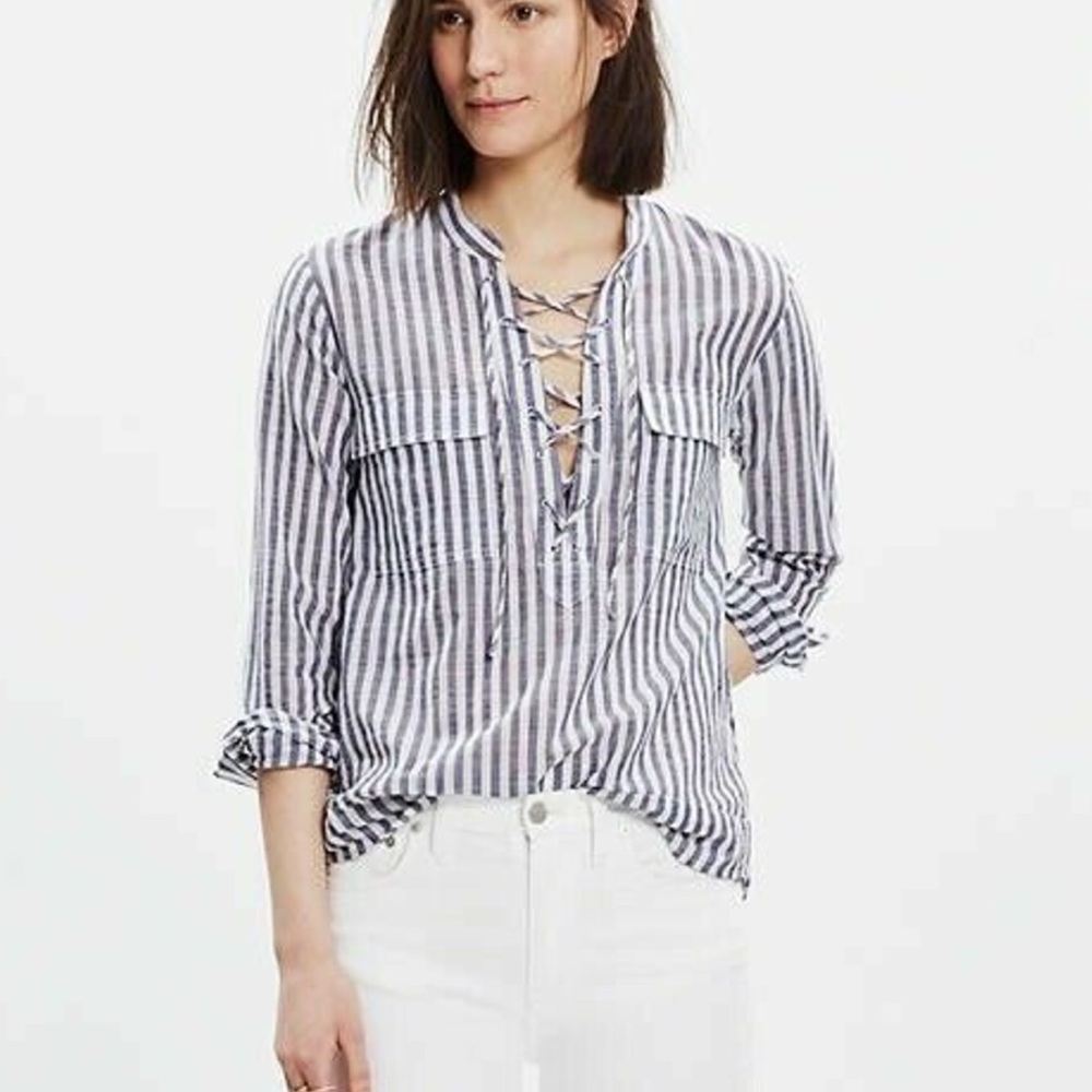 Madewell lace-up striped shirt